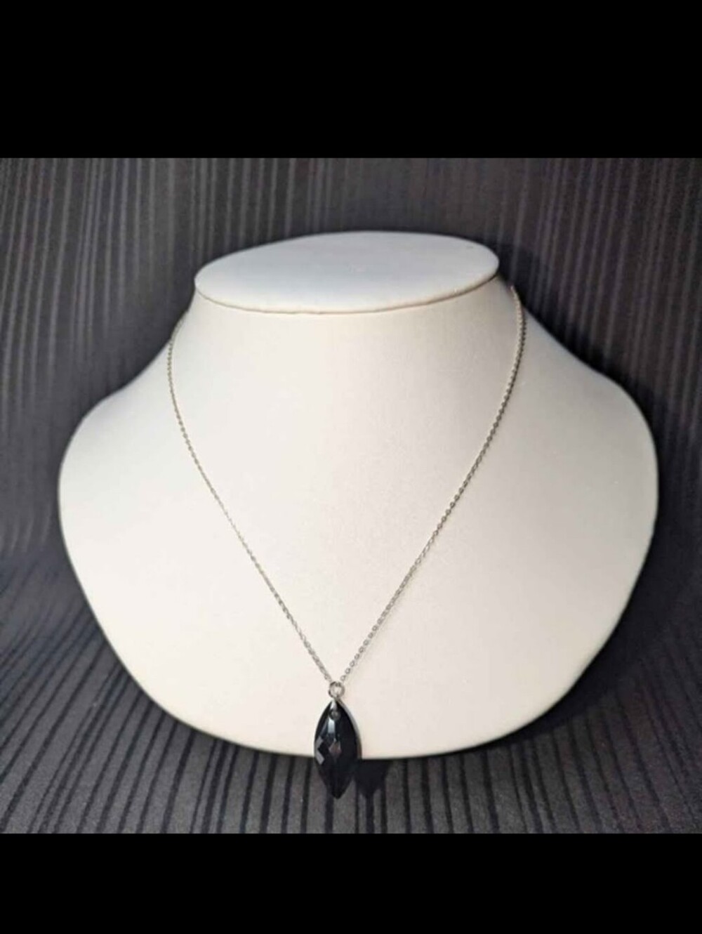 Sterling Silver Necklace with Black Faceted Onyx Pendant